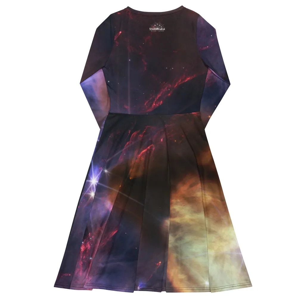 JWST Rho Ophiuchi Long Sleeve Midi Dress with Pockets