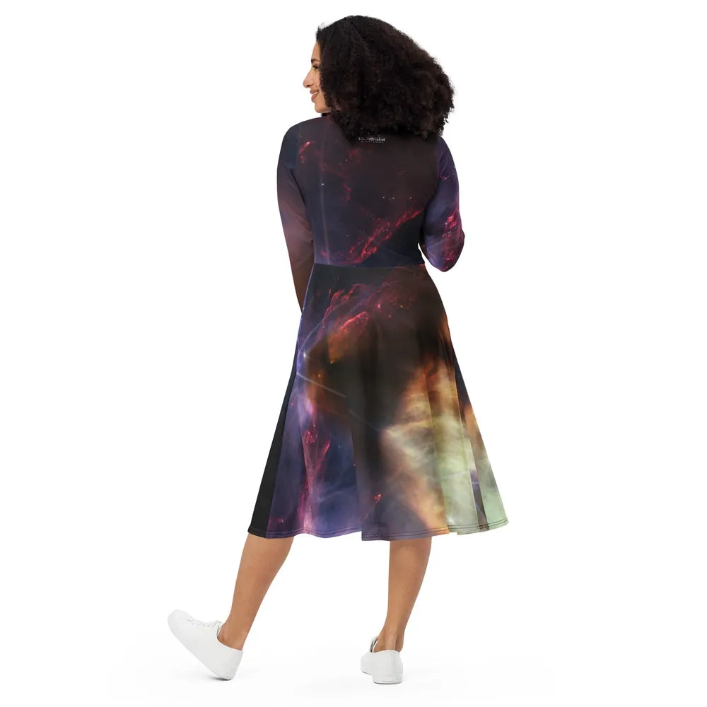 JWST Rho Ophiuchi Long Sleeve Midi Dress with Pockets