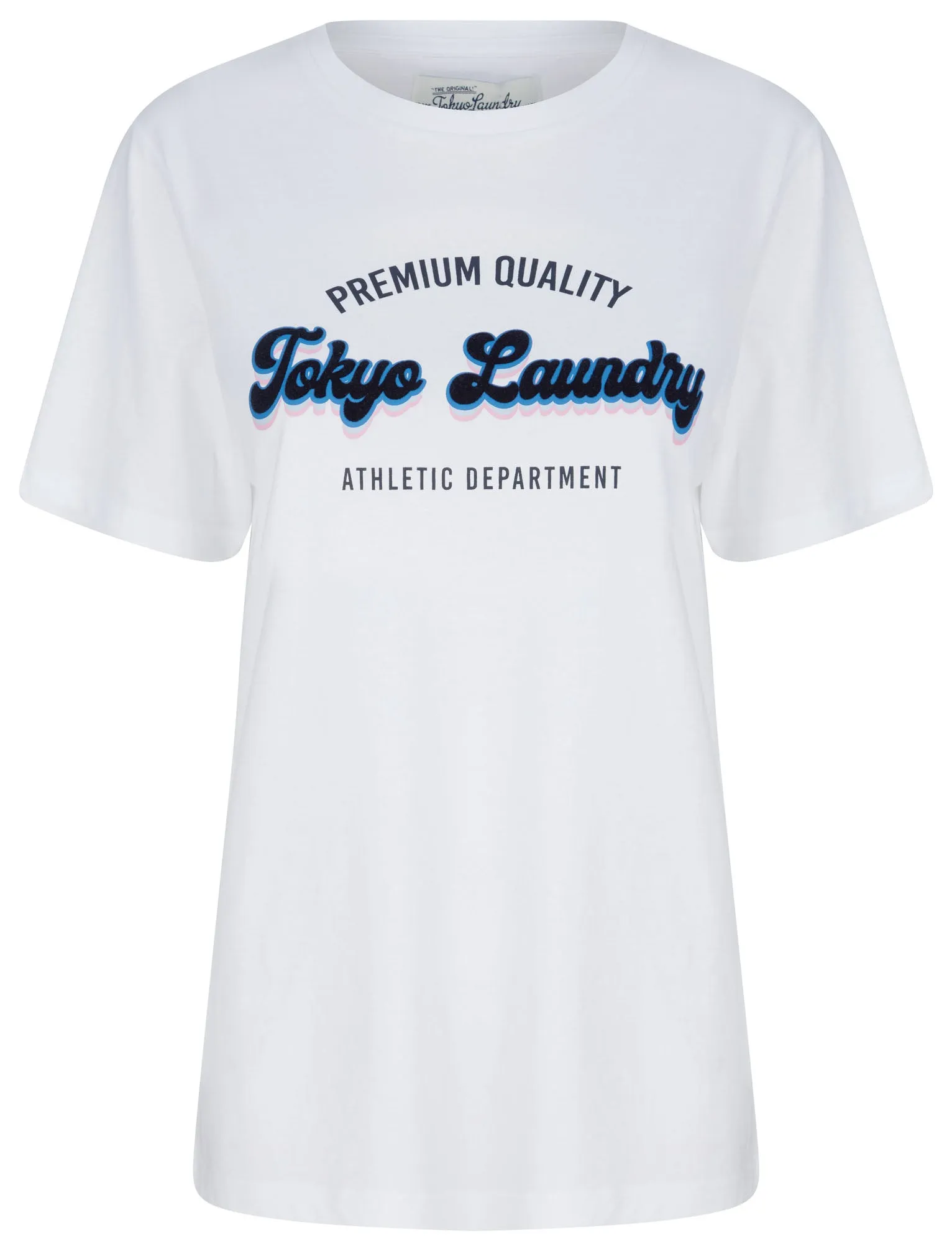 Kennedy Flocked Motif Cotton Jersey T-Shirt in Optic White - Tokyo Laundry