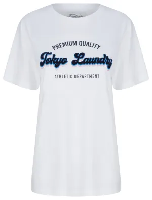 Kennedy Flocked Motif Cotton Jersey T-Shirt in Optic White - Tokyo Laundry
