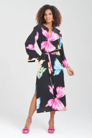 Kyoko Butterfly Beaded Silk Tassel Caftan