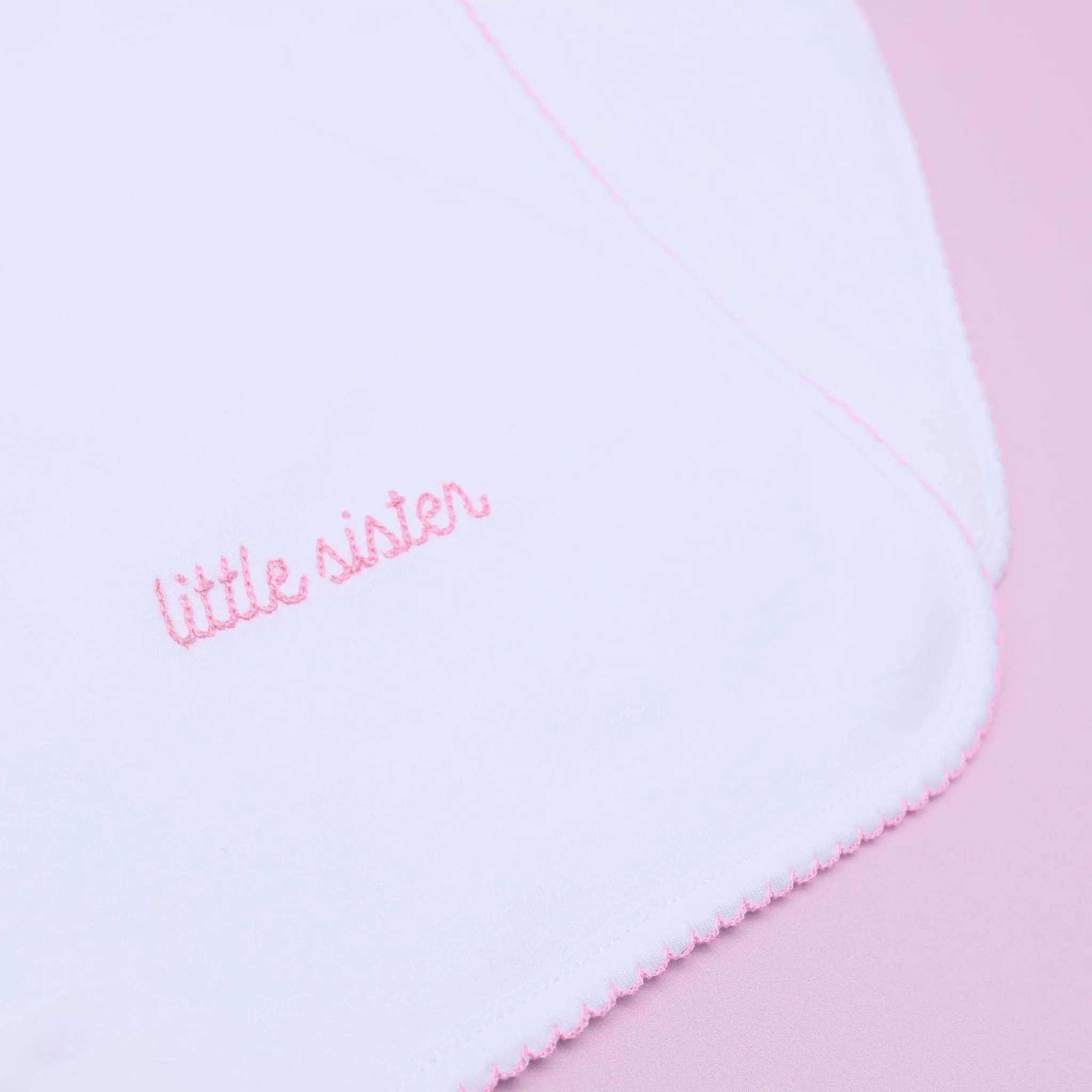 Little Sister Embroidered Burp Cloth