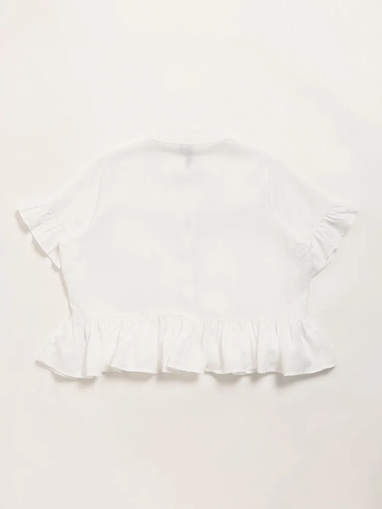 LOV White Floral Embroidered Blouse
