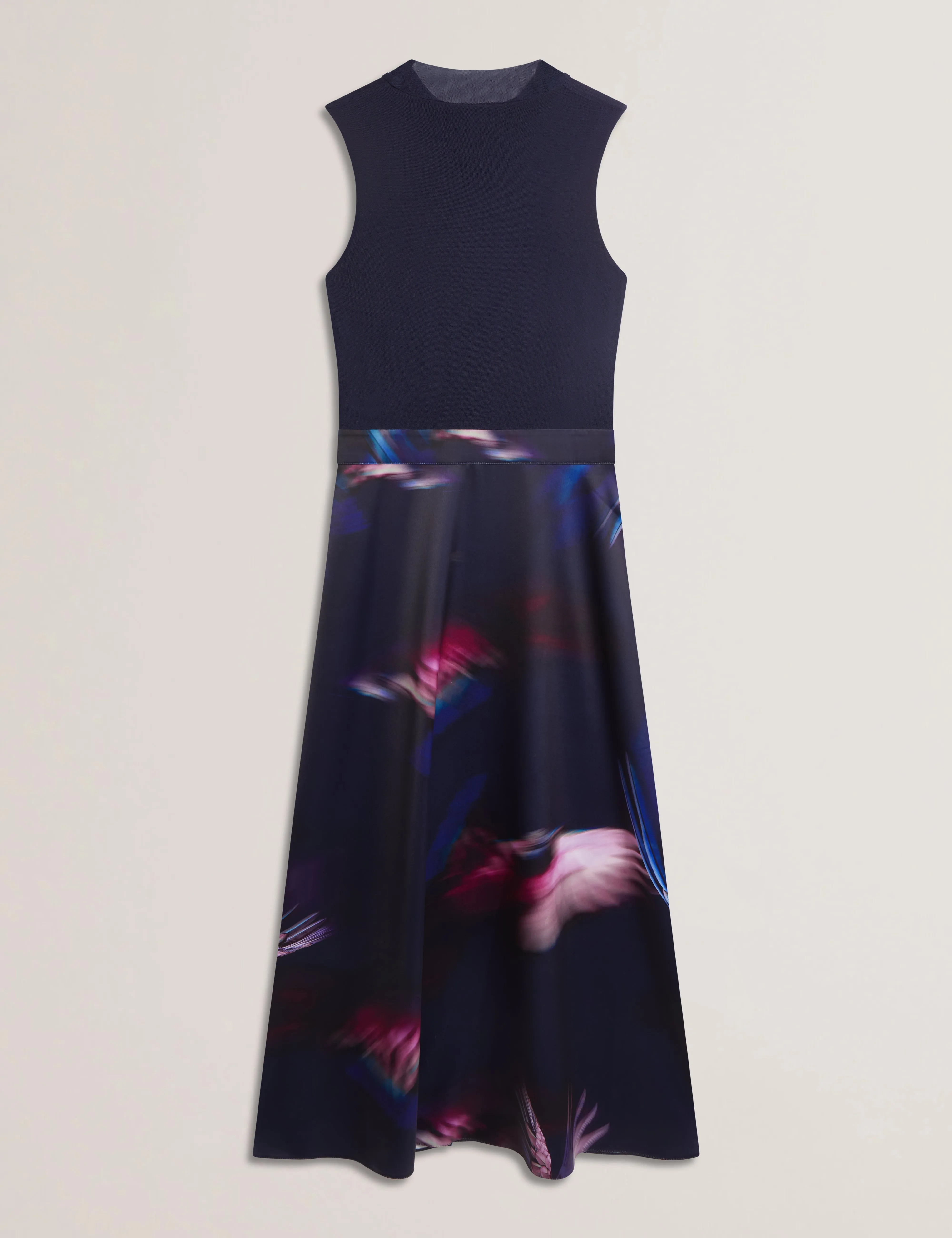 Marlyee Jersey High Neck Top Printed Midi Skirt Navy