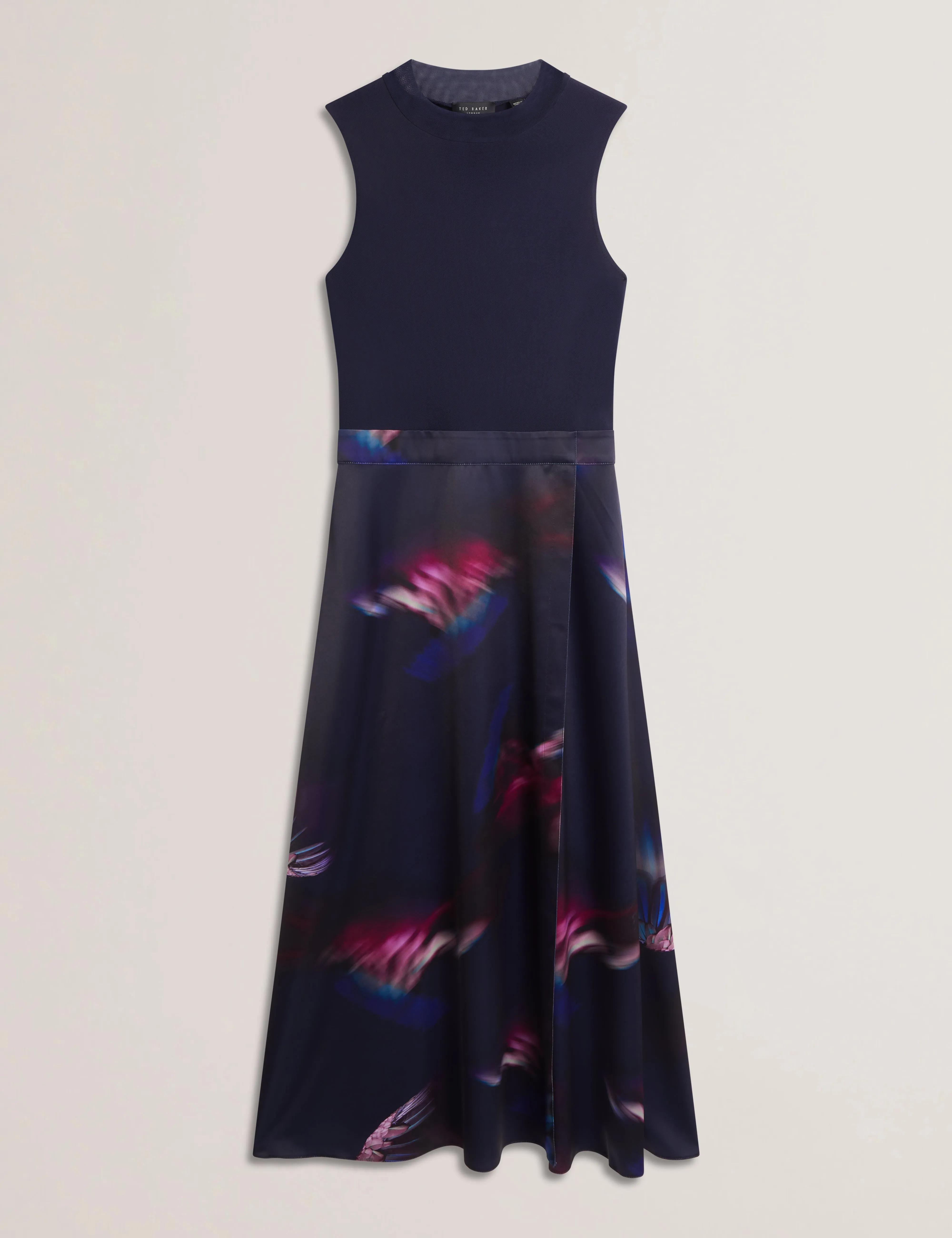 Marlyee Jersey High Neck Top Printed Midi Skirt Navy