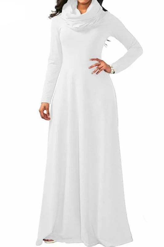 MB FASHION Elegant Long-Sleeve Maxi Dress with Cowl Neckline 3294