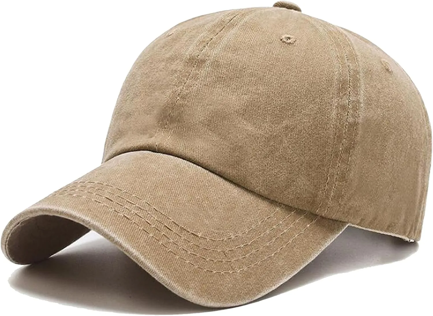 Men's Vintage Washed Light Beige Distressed Baseball Cap