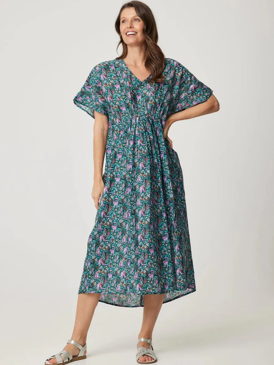 River Cotton Dress | Lilac Leopard Print