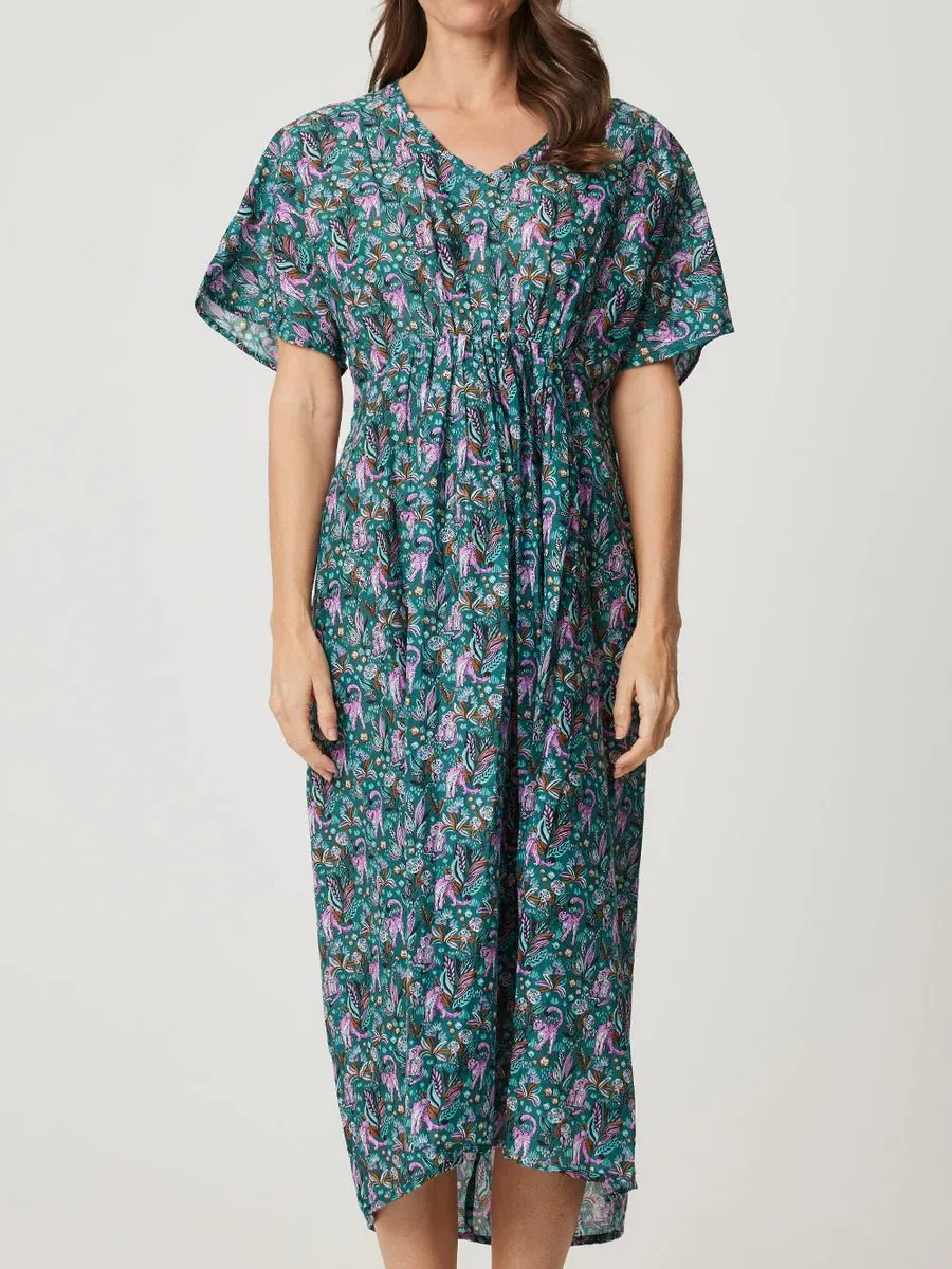 River Cotton Dress | Lilac Leopard Print