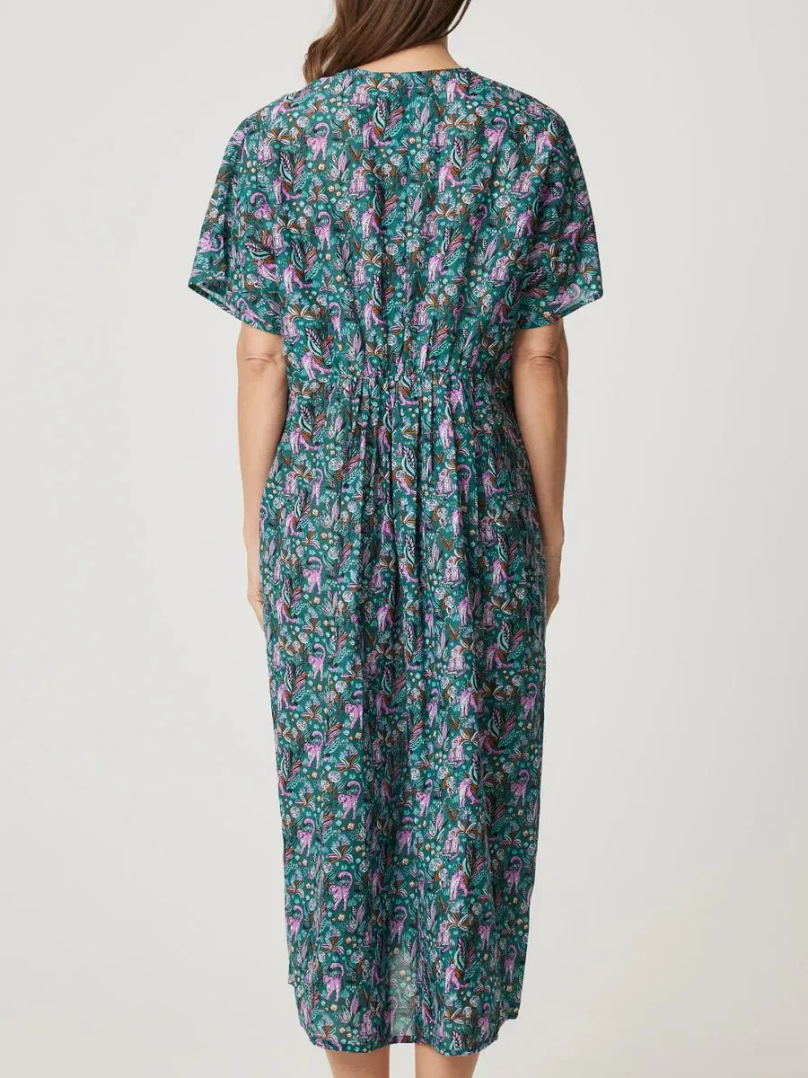 River Cotton Dress | Lilac Leopard Print