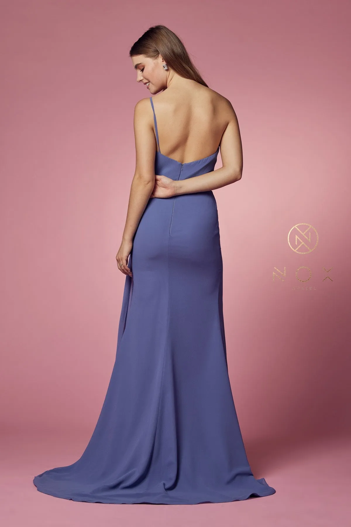 Ruched Long One Shoulder  A-line Dress_E1005