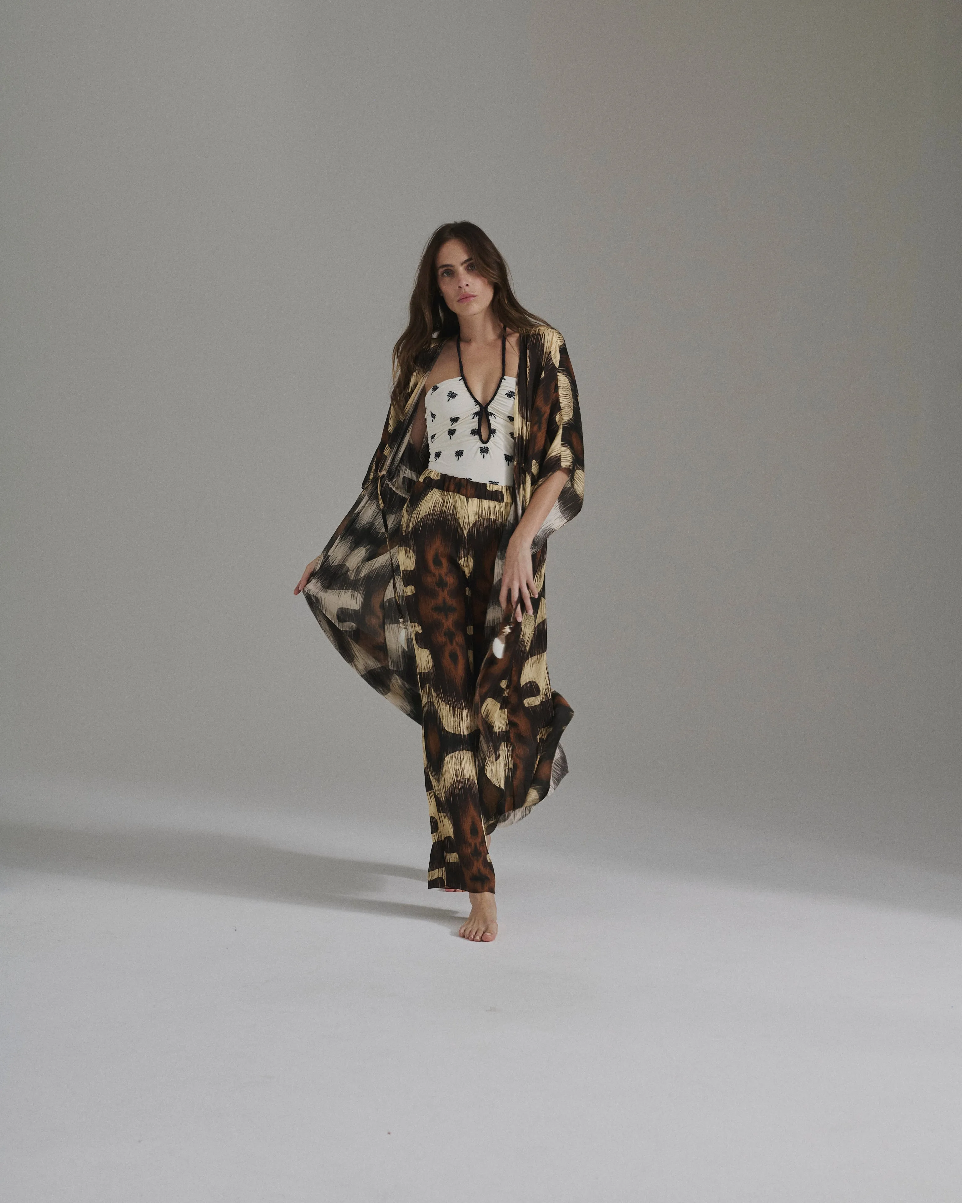 San Cipriano Martellato Silk Tunic / Brown Ikat