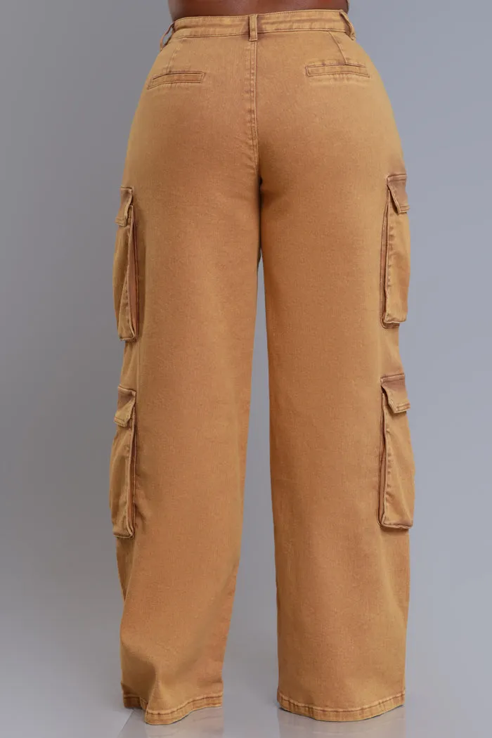 See Your Way High Rise Cargo Pants - Camel