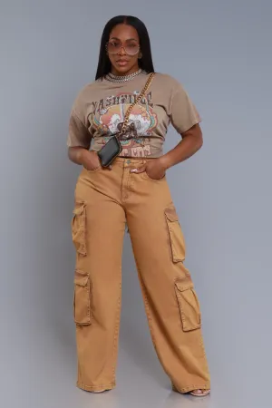 See Your Way High Rise Cargo Pants - Camel