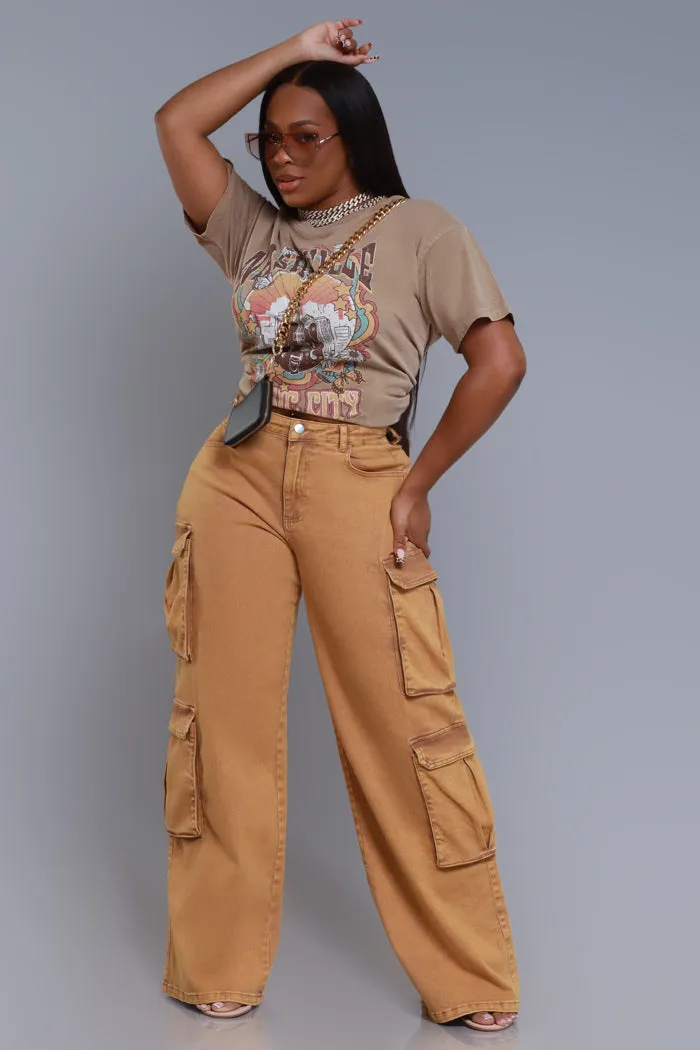See Your Way High Rise Cargo Pants - Camel