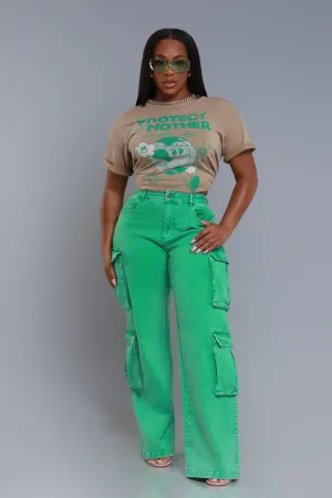 See Your Way High Rise Cargo Pants - Green