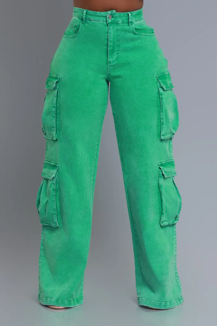 See Your Way High Rise Cargo Pants - Green