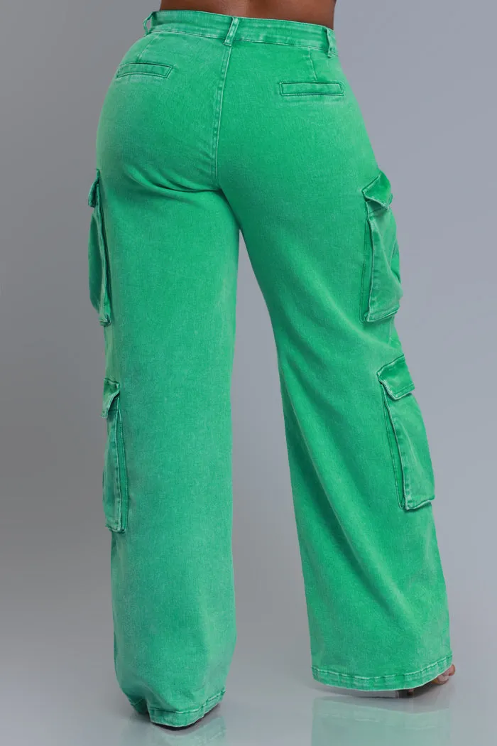 See Your Way High Rise Cargo Pants - Green