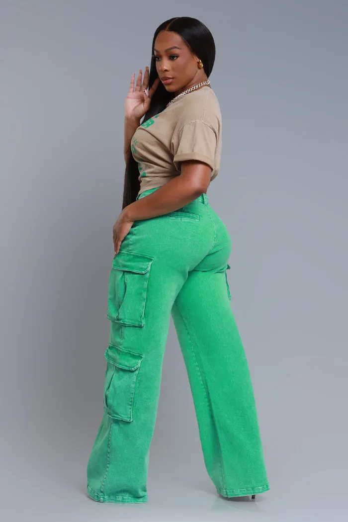 See Your Way High Rise Cargo Pants - Green