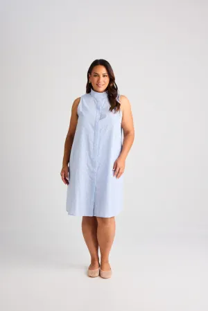 Sophie - Dress - Knee-Length - Blue & White Stripe