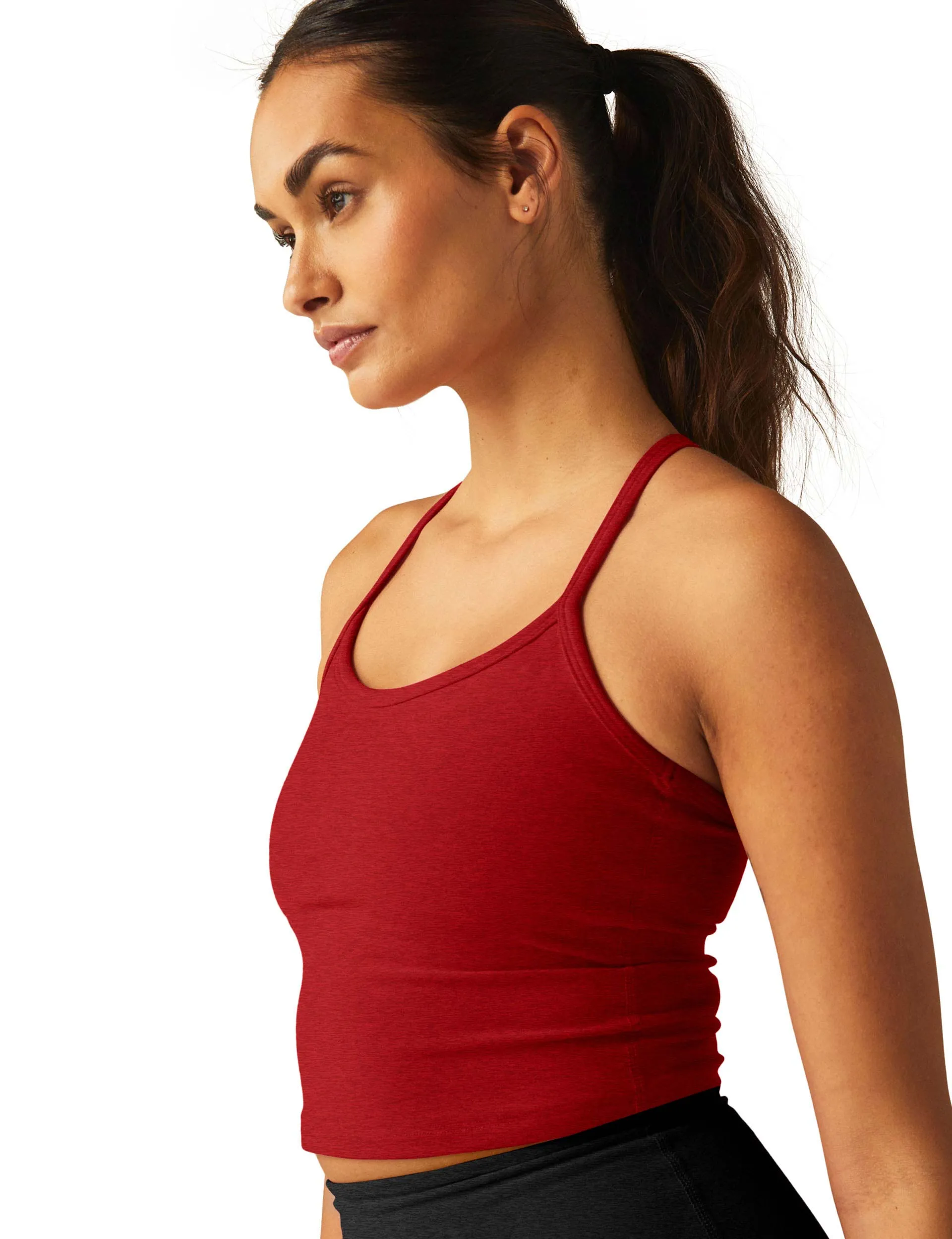 Spacedye Slim Racerback Cropped Tank - Ruby Red Heather