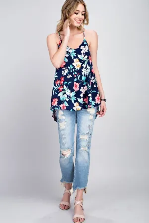 Sporty Floral Racerback Tank