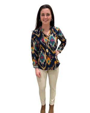 The Avery Multi Ikat Button Front Top