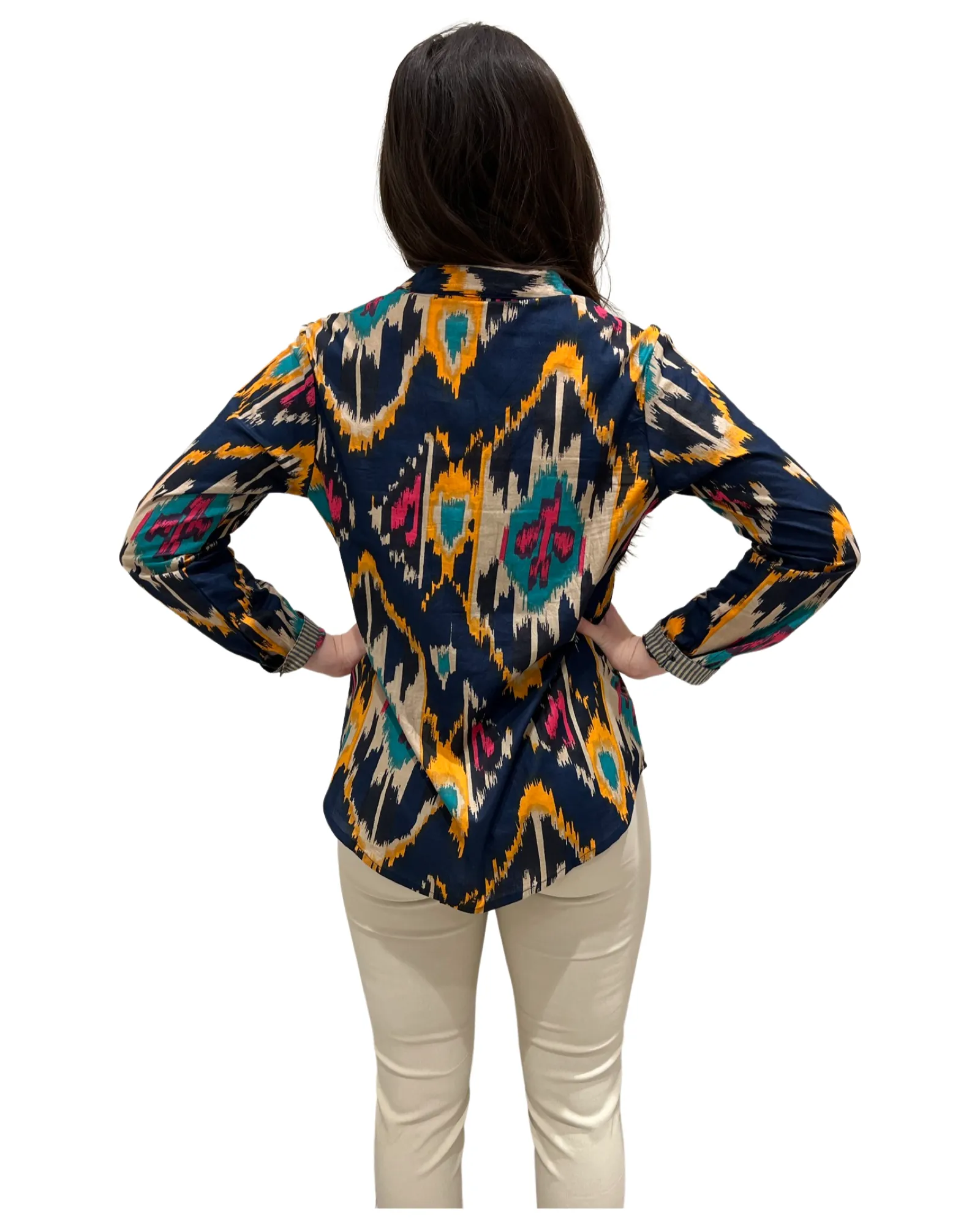 The Avery Multi Ikat Button Front Top
