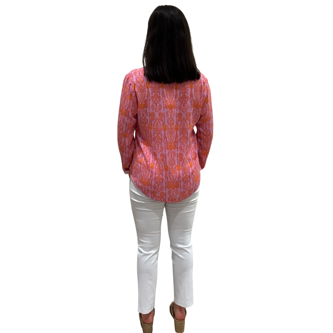 The Avery Top in Pink and Tangerine Rayon Crepe