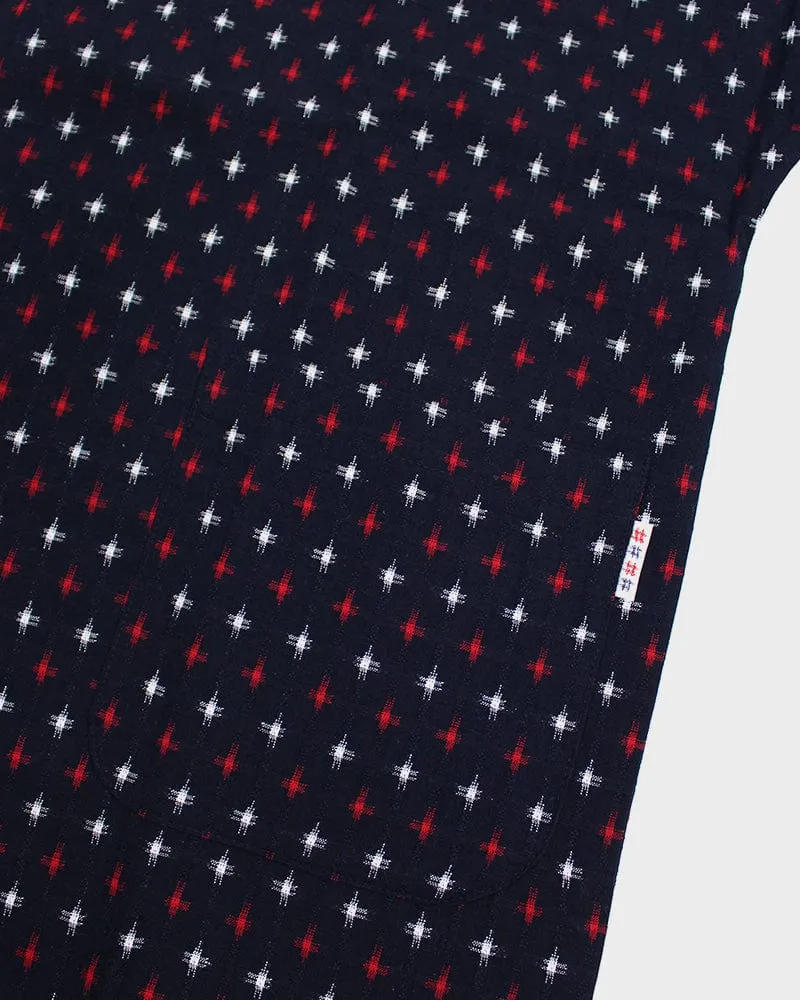 ToK Pocket Dress, Oversized, Indigo with Red and White Jyuji