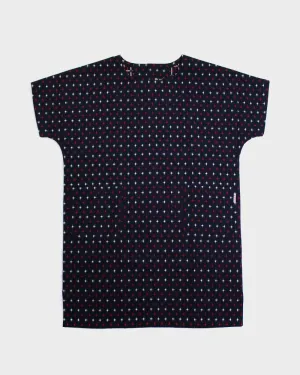 ToK Pocket Dress, Oversized, Indigo with Red and White Jyuji