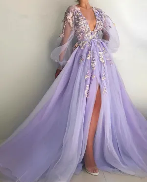 tulle long prom dress evening dress S679