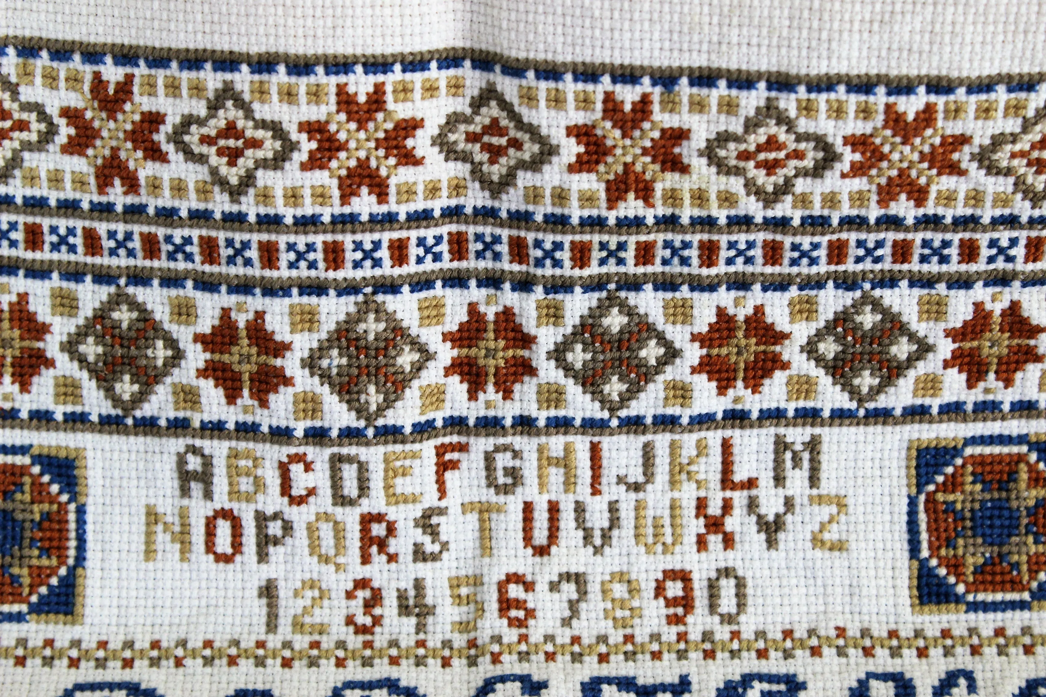 Vintage 1970s Alphabet Needlepoint Sampler Finished