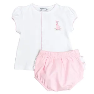 Vintage Giraffe Diaper Cover Set - Pink