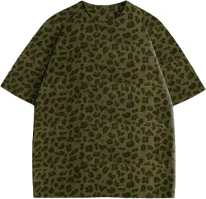 Women Oversized Leopard Print T Shirt Casual Baggy Loose Short Sleeve Round Neck Cheetah Tee Top Blouse Outfits