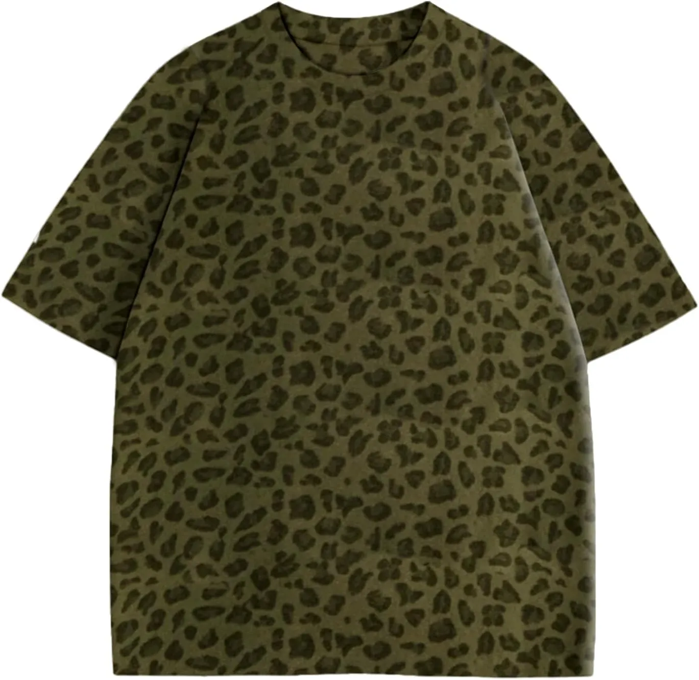 Women Oversized Leopard Print T Shirt Casual Baggy Loose Short Sleeve Round Neck Cheetah Tee Top Blouse Outfits