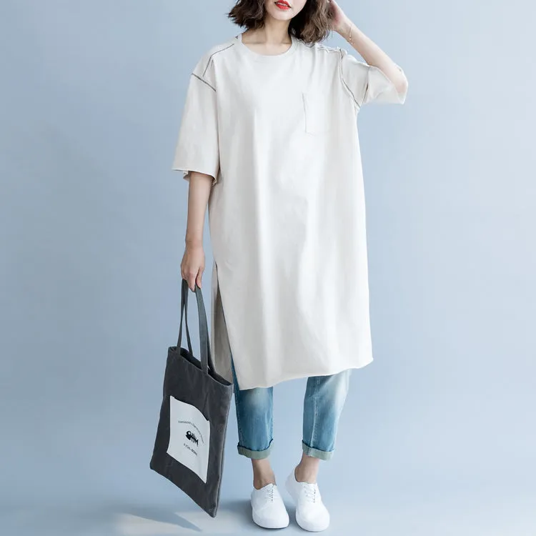 Women Simple Cotton Loose Shirt Dresses For Summer Q6057