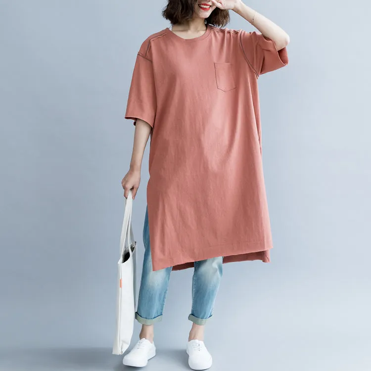 Women Simple Cotton Loose Shirt Dresses For Summer Q6057