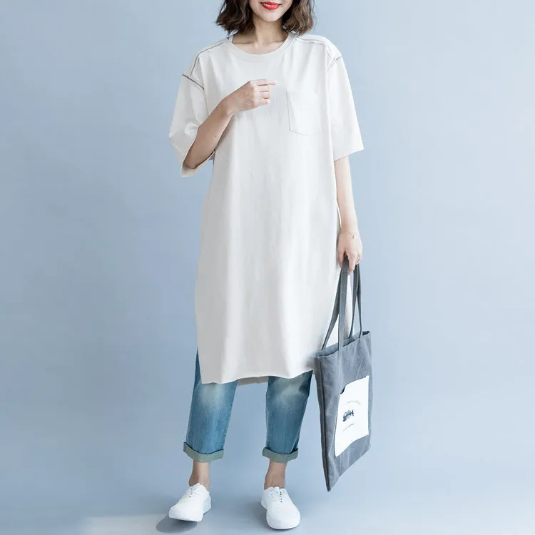 Women Simple Cotton Loose Shirt Dresses For Summer Q6057
