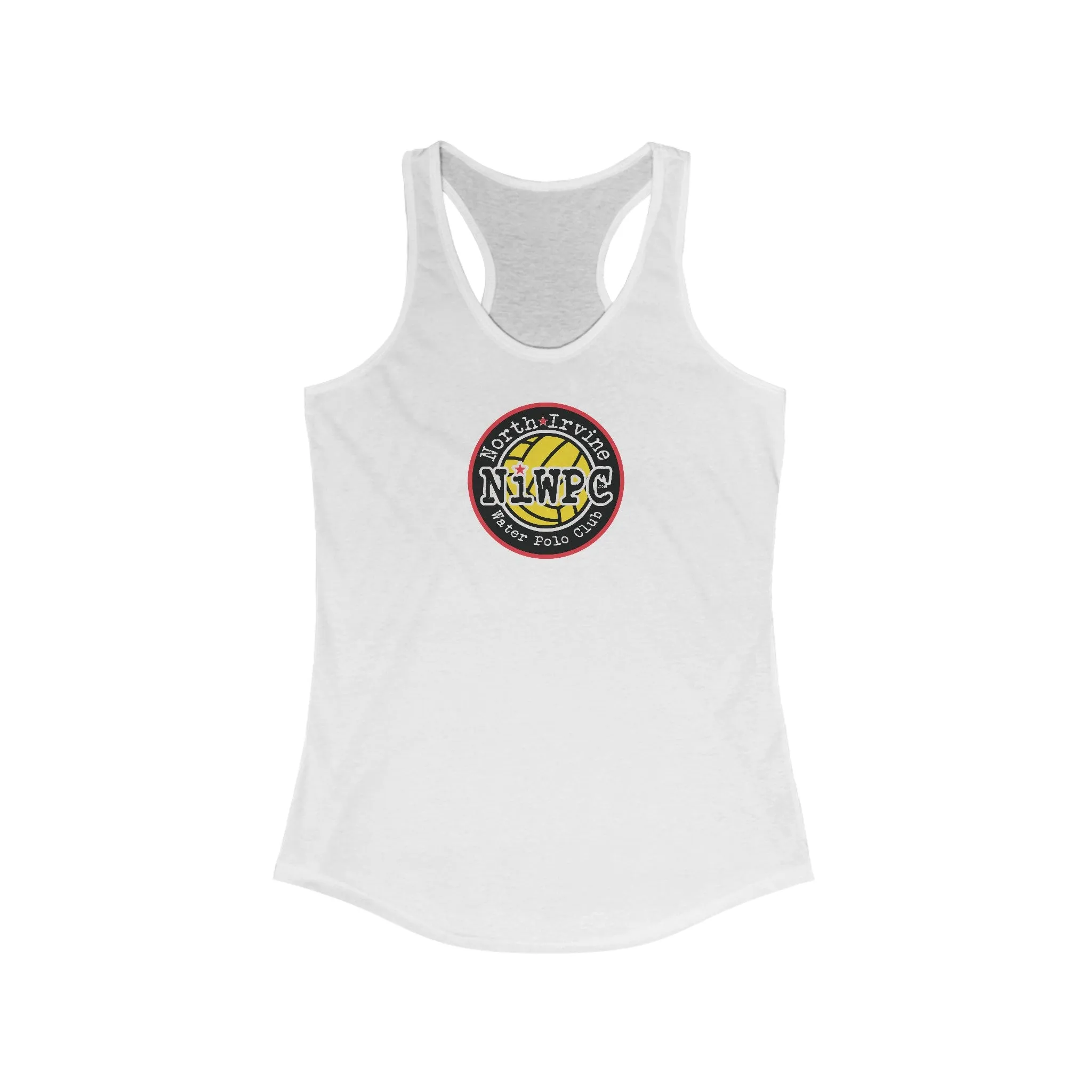 Women's Ideal Racerback Tank available in Black, Red, White - Circle