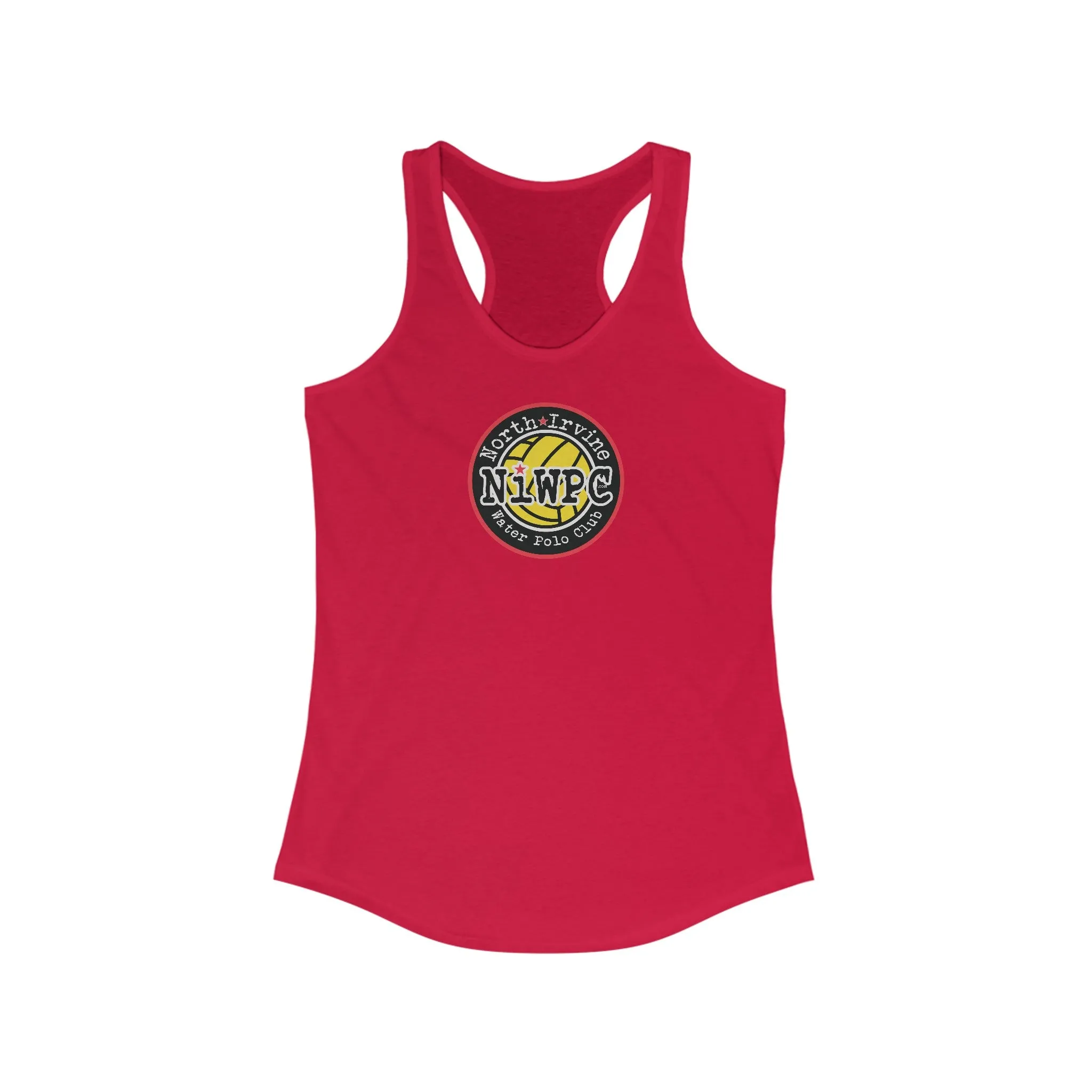 Women's Ideal Racerback Tank available in Black, Red, White - Circle